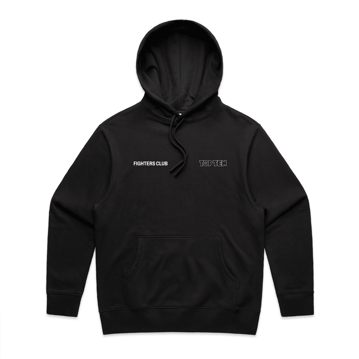 TOP TEN Men's Fighters Club Heavy Hoodie - Black - Front