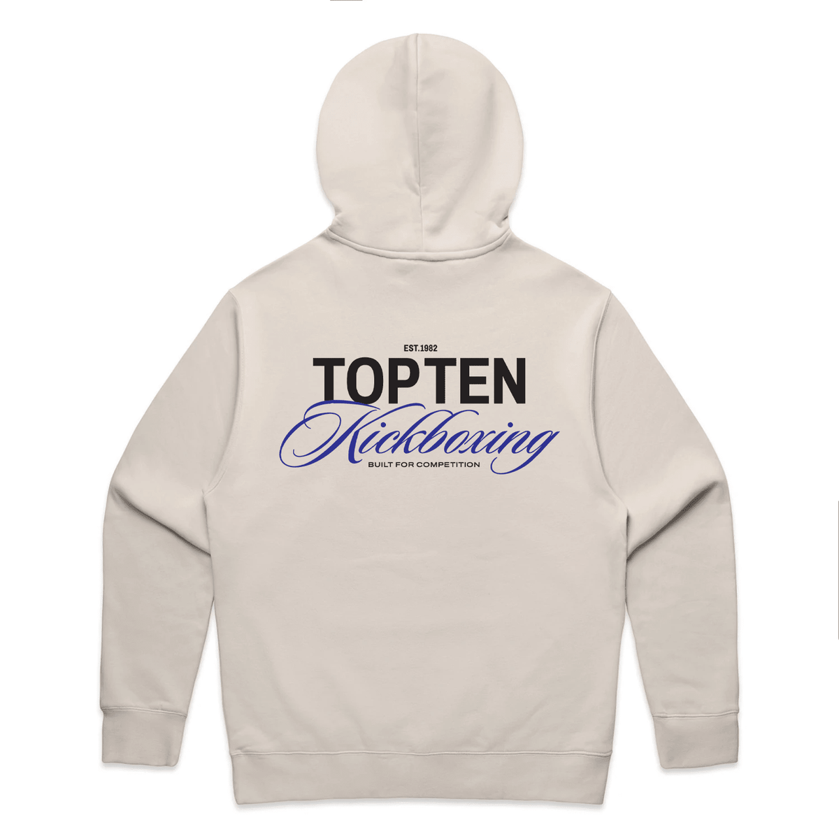 TOP TEN Men's Forged Hoodie (Blue) - Cream - Back