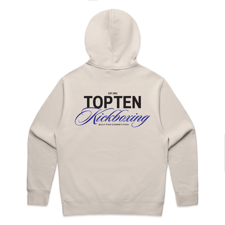TOP TEN Men's Forged Hoodie (Blue) - Cream - Back