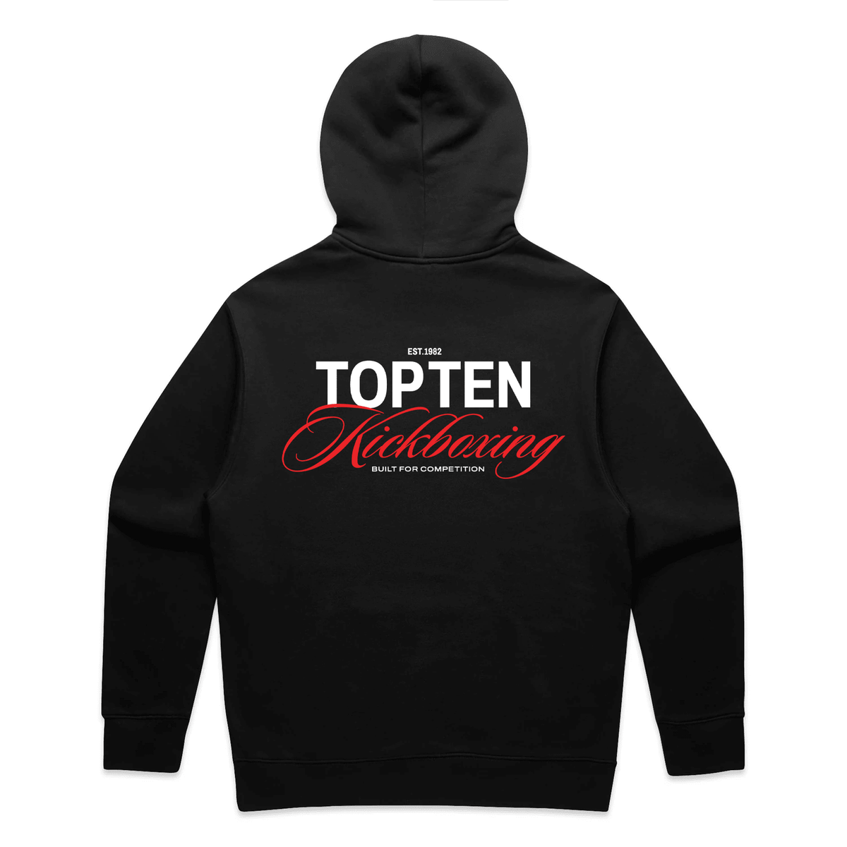 TOP TEN Men's Forged Hoodie (Red) - Black - Back